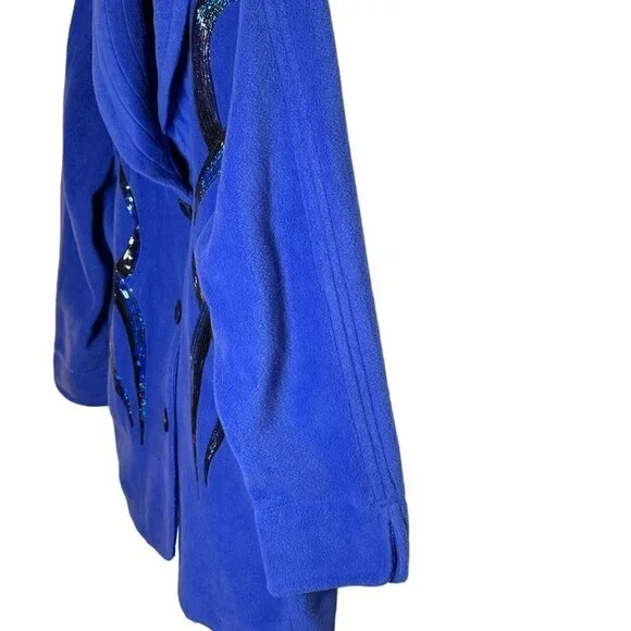BOB Mackie's Women's Twisted Spangle Front Fleece Jacket w/Shawl Collar Size1X - Picture 4 of 12